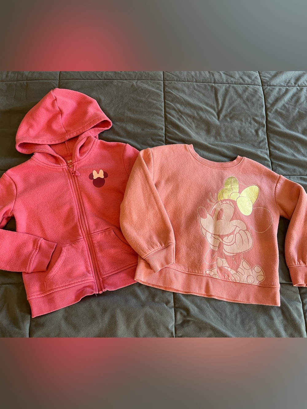 Disney Girls Pink Minnie Mouse Hoodie & Crewneck Sweatshirt Set